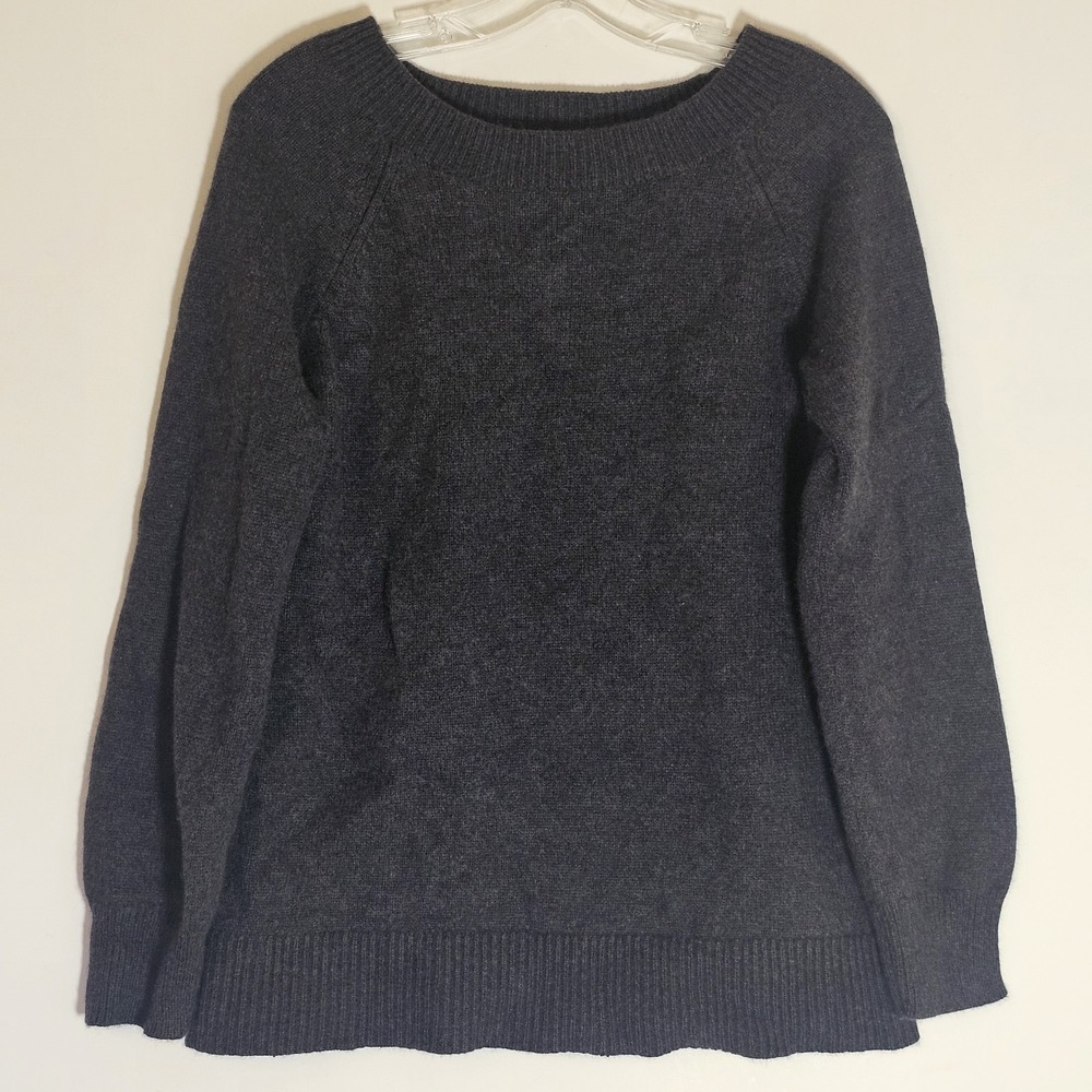 Ralph Lauren Black Label Sweater Womens M Gray Wool Silk Cashmere Elbow Patch